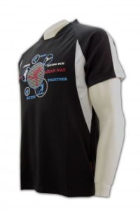 W042 訂購團體運動衫 運動衫網  印製圓領T恤  自製功能性運動衫專門店     黑色  撞色白色